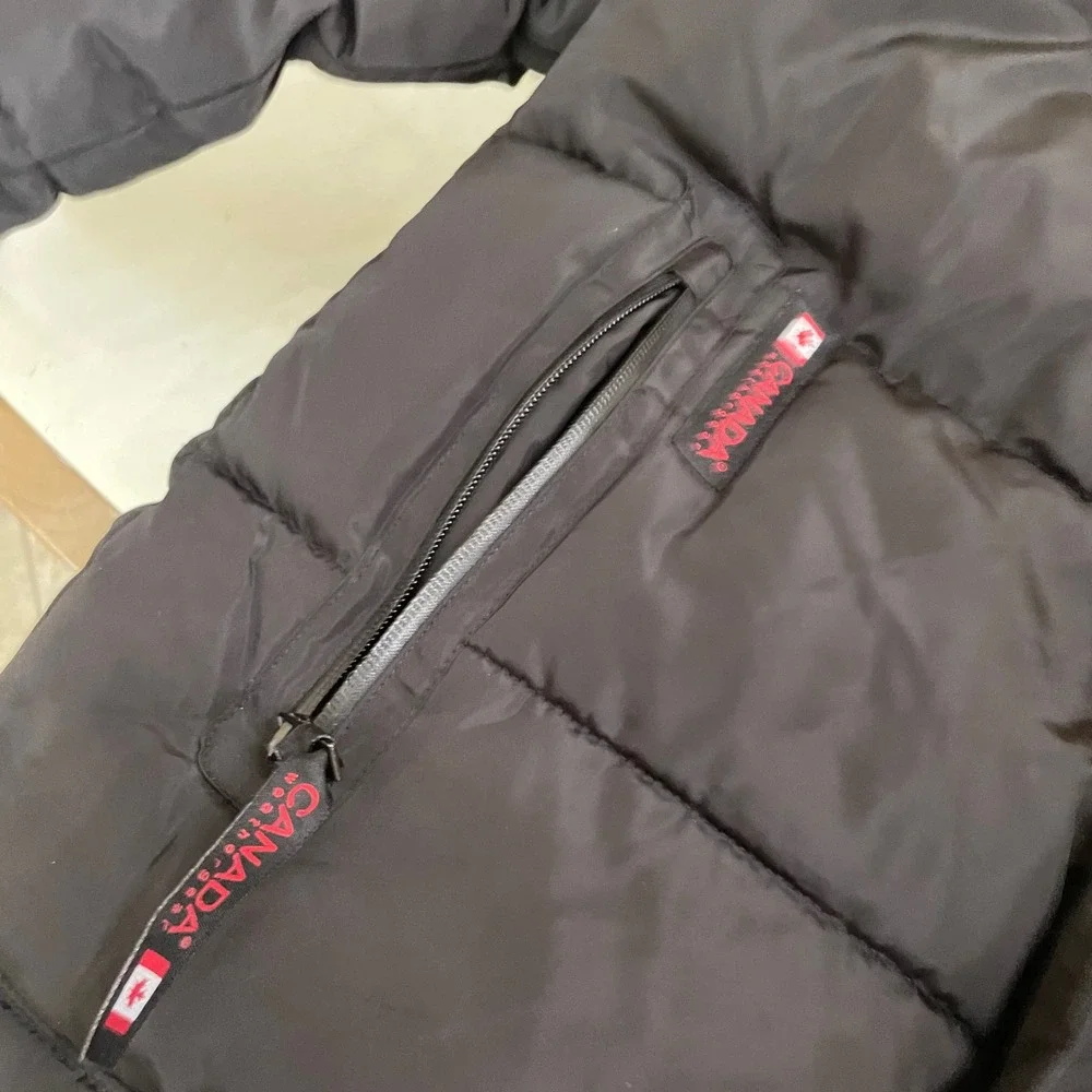 Canada Weathergear Boys Black Hooded Puffer Jacket‎ Coat Size L 14/16